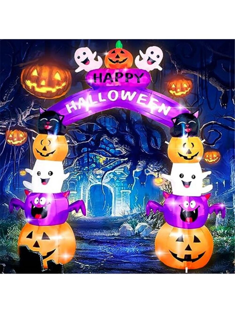 8FT Halloween Stacked Pumpkin Arch Inflatable Decoration